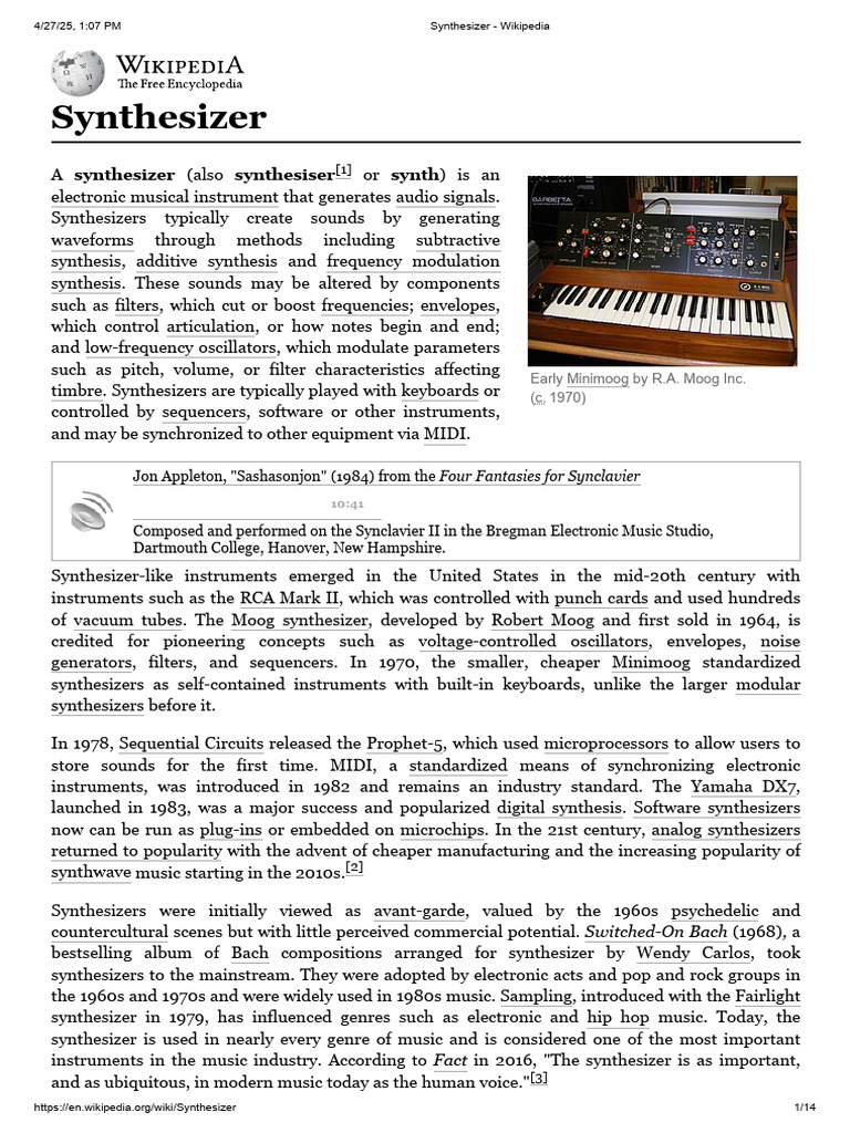 Synthesizer Components Overview | PDF | Synthesizer | Music Technology