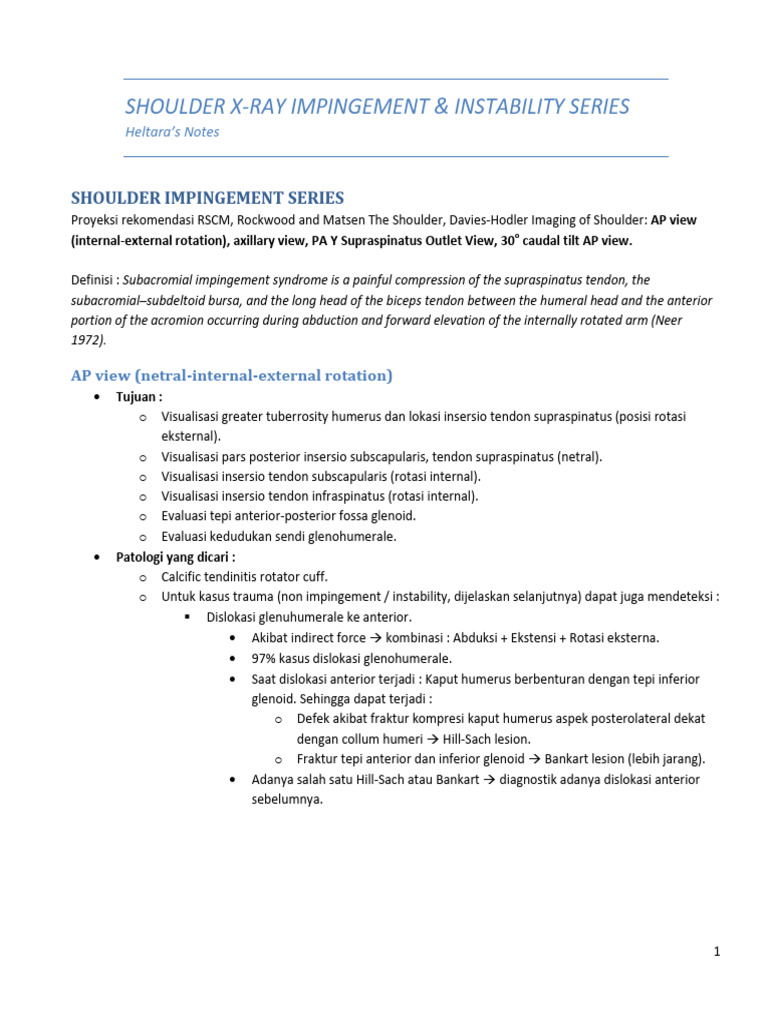 Rangkaian Rontgen Bahu untuk Impingement | PDF