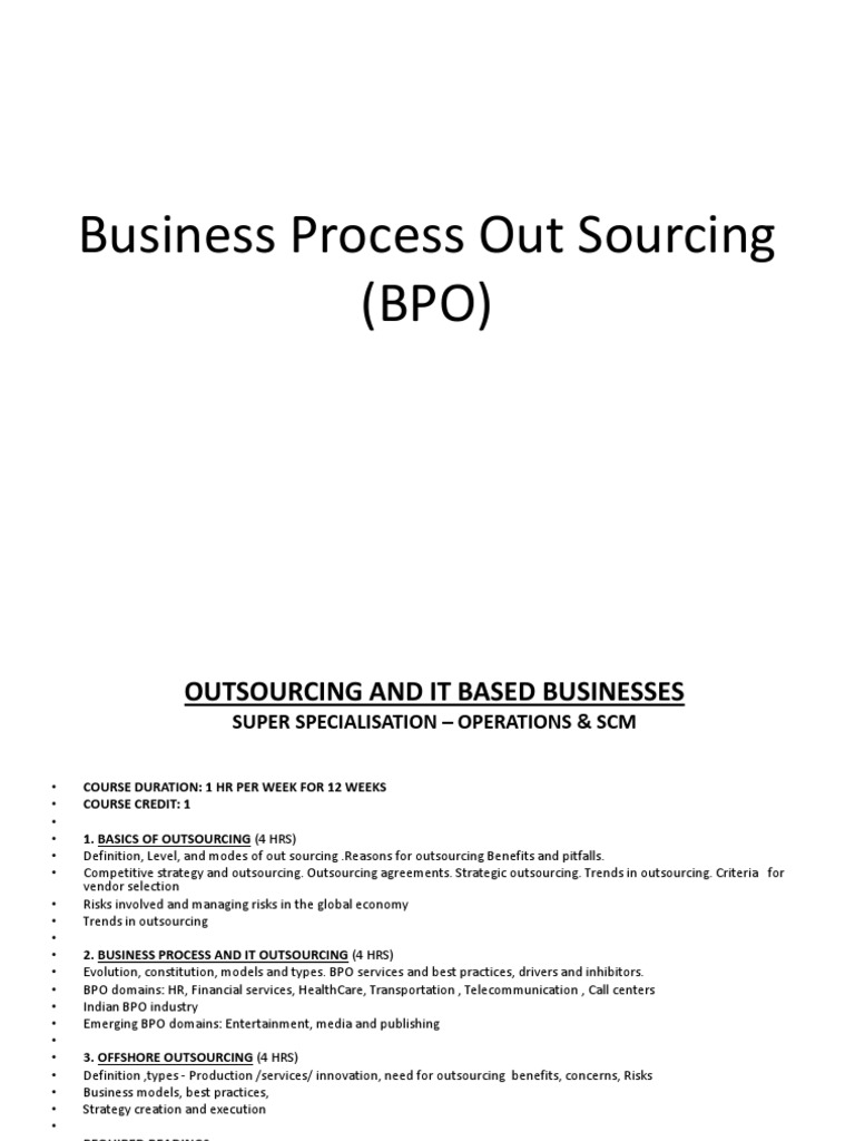 Business Process Outsourcing Overview | PDF | Business Process ...