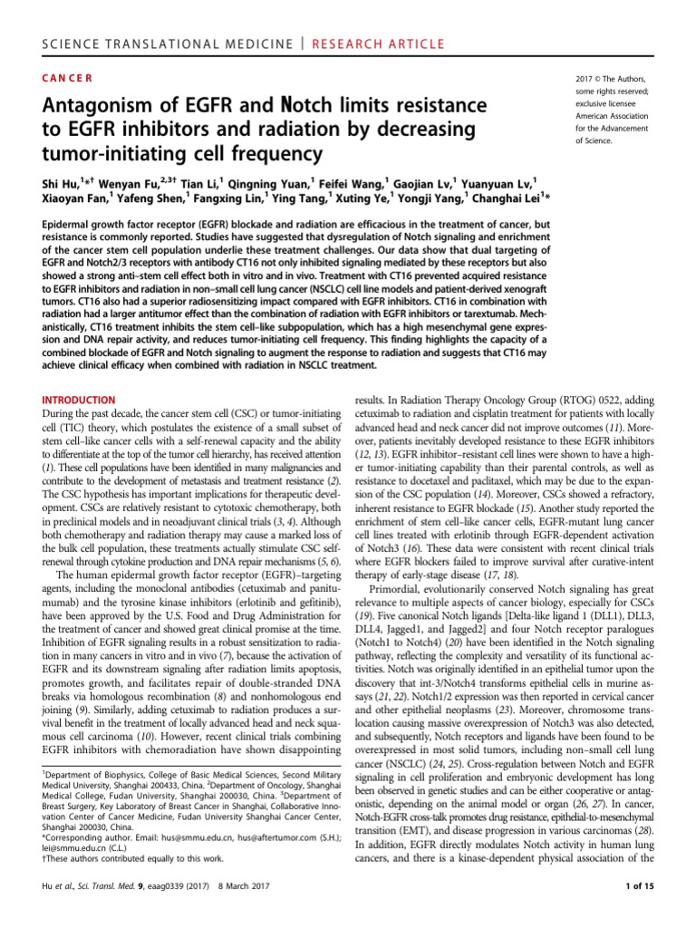 Antagonism of EGFR and Notch limits resistance to EGFR inhibitors and ...