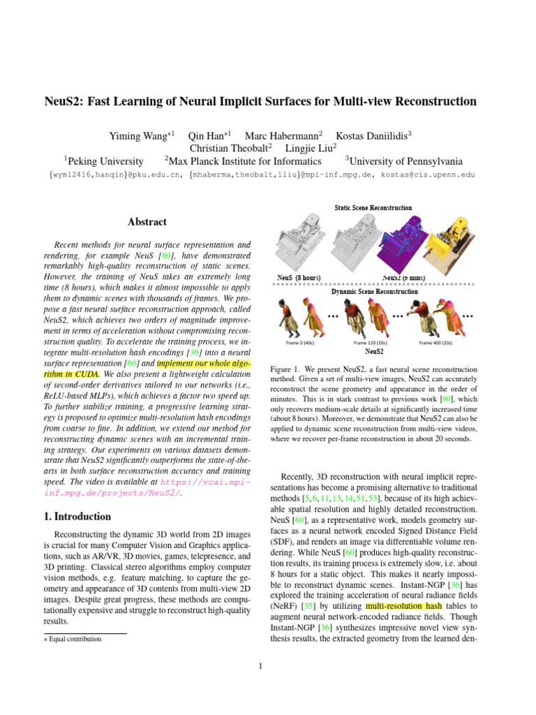 NeuS2: Accelerated Neural Surface Reconstruction | PDF | Computer ...