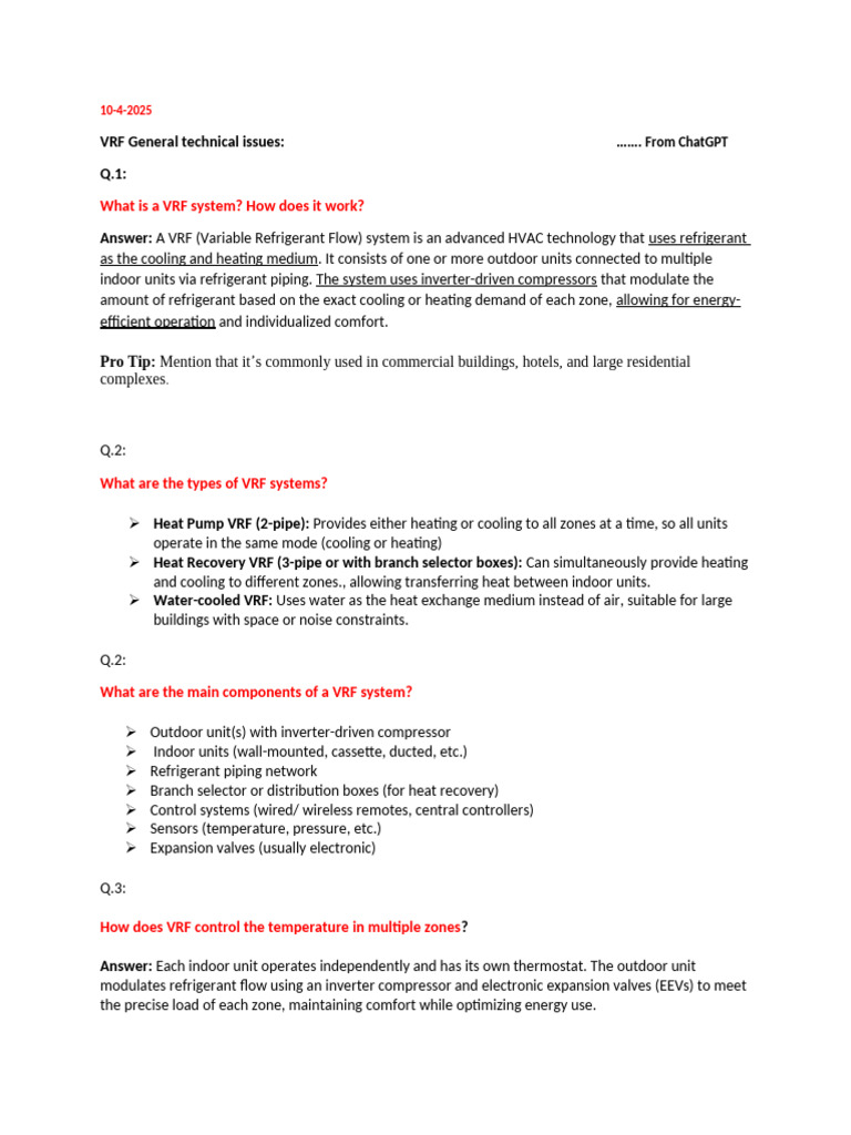 VRF System Overview and Installation Guide | PDF | Air Conditioning ...