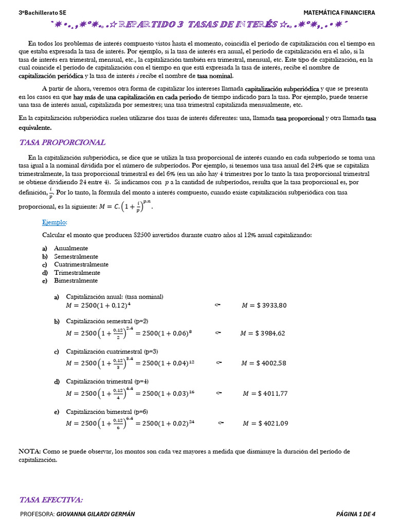 Repartido 3 Tasas de Interés | PDF | Interés | Finanzas Matemáticas