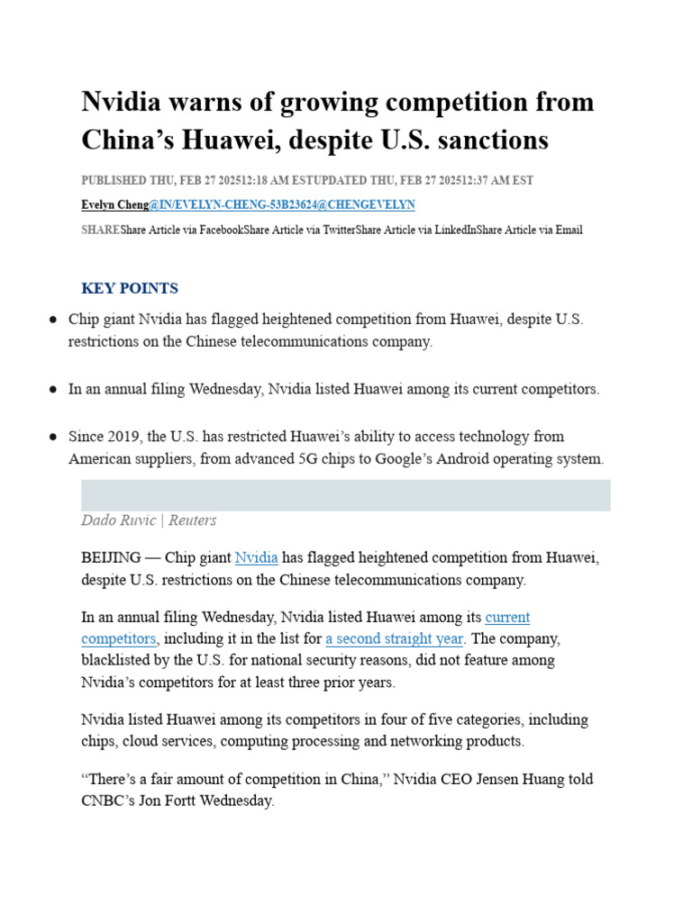 Nvidia Faces Competition from Huawei | PDF | Computing