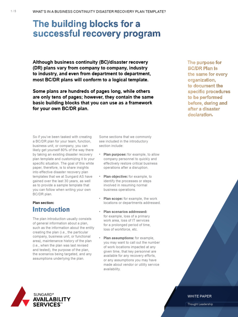 Disaster Recovery Plan Template SFW WPS 086 | PDF | Cloud Computing ...