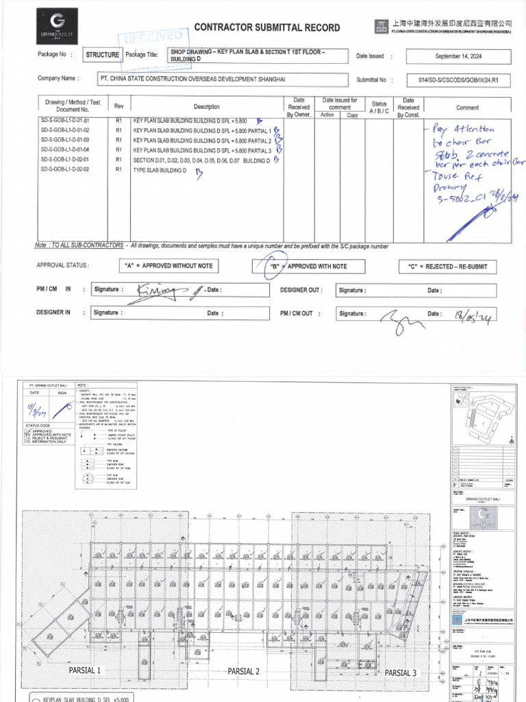 014-Sd-s-r1 - Key Plan Slab & Section 1st Floor Building-D - Status B-1 ...