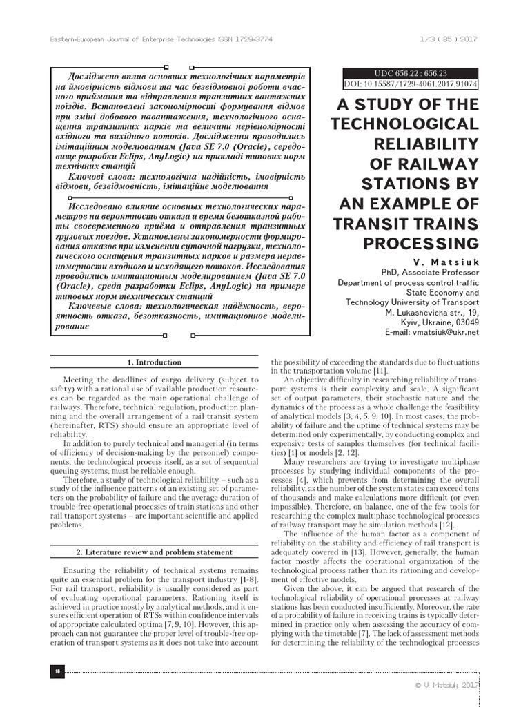 Technological Reliability in Rail Systems | PDF | Reliability ...