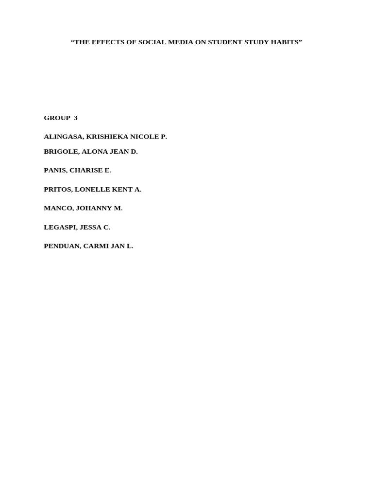 Impact of Social Media on Study Habits | PDF | Human Communication ...