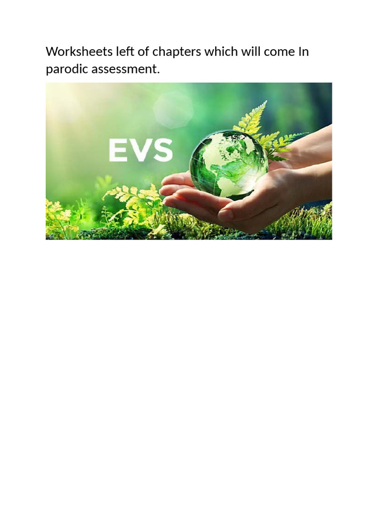 Evs Work Worksheets Overview Pdf