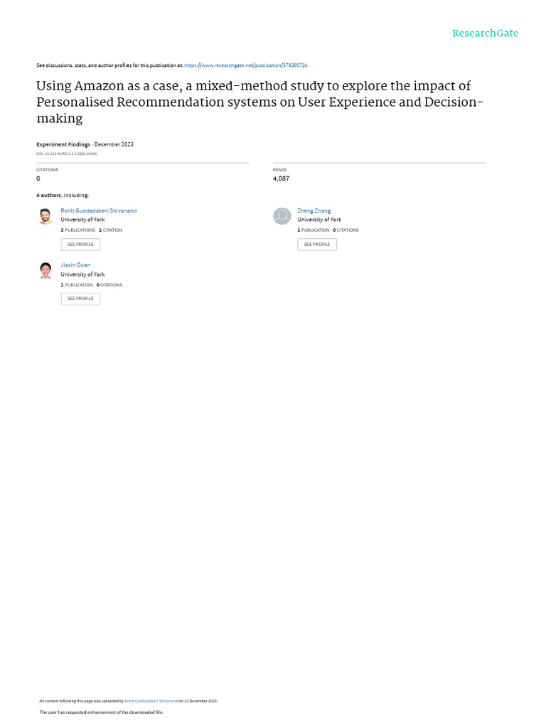 Amazon Recommendation System | PDF | Behavior