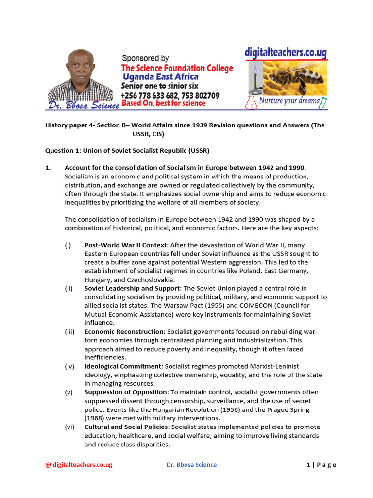 USSR and World Affairs Revision Guide | PDF | Soviet Union | World Politics