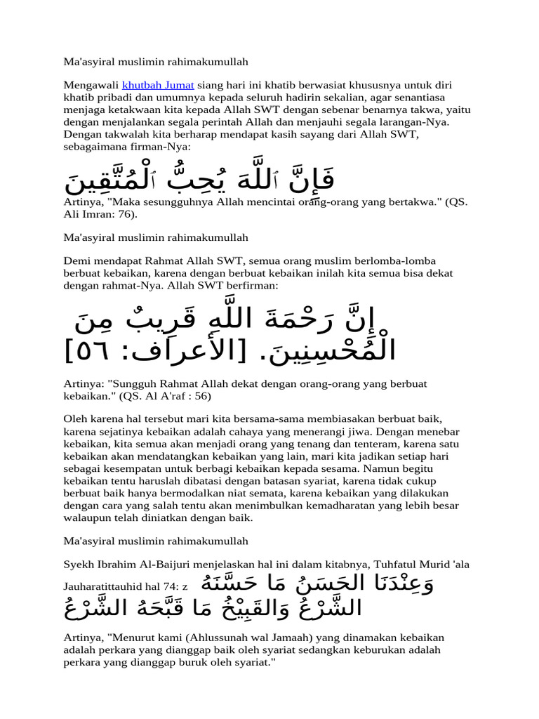 Pentingnya Kebaikan dan Dermawan dalam Islam | PDF