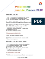 Programme Championnat National de France 2012
