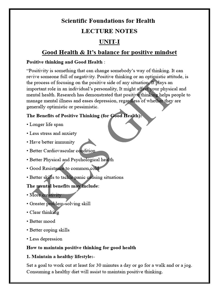 Positive Thinking for Better Health | PDF | Stress (Biology) | Optimism