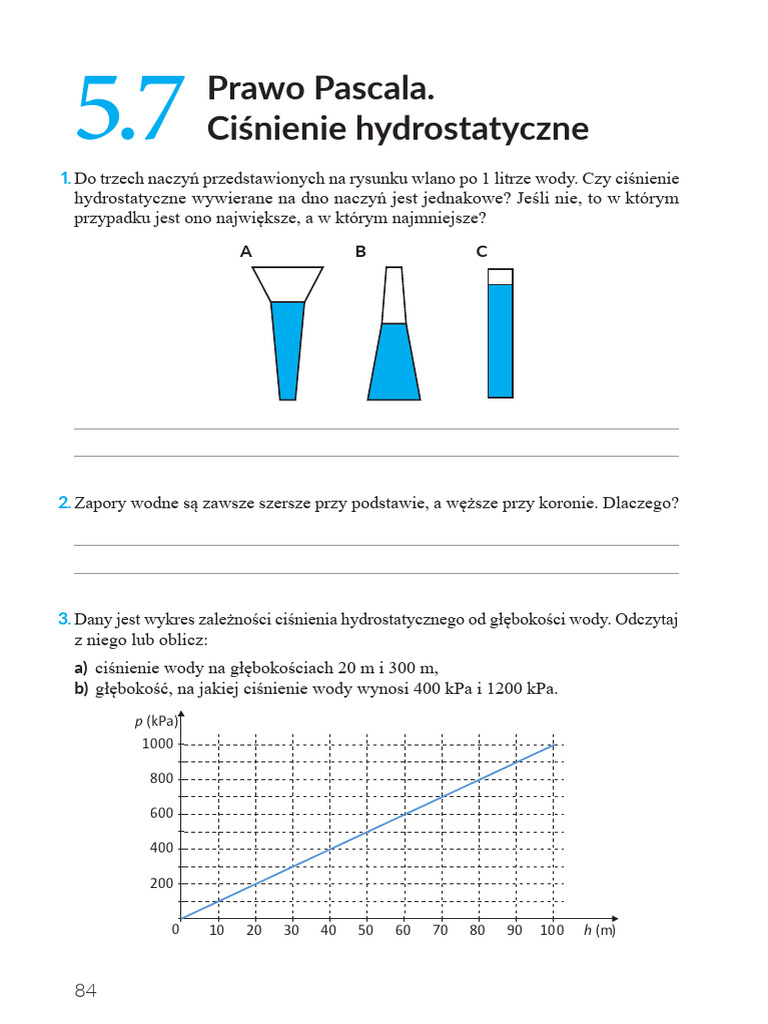 Prawo Pascala. Ciśnienie Hydrostatyczne | PDF