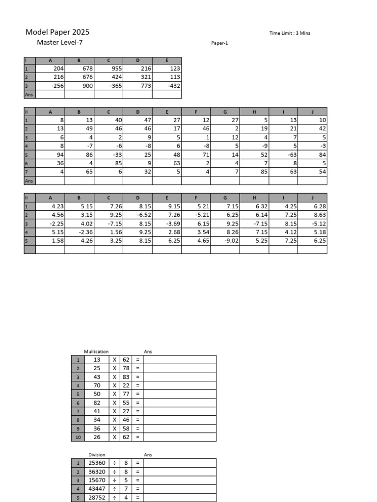 Model Paper 2025: Master Level-7 Exams | PDF