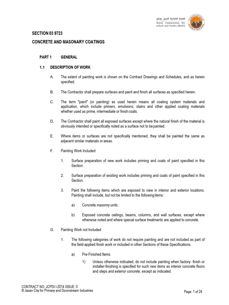 Section 03 9723 CONCRETE AND MASONRY COATINGS | PDF | Paint | Coating