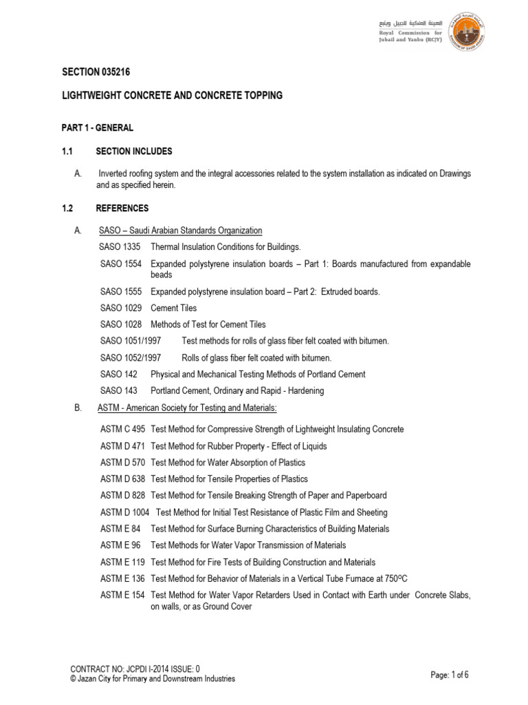 Lightweight Concrete Topping Specifications | PDF | Concrete | Roof