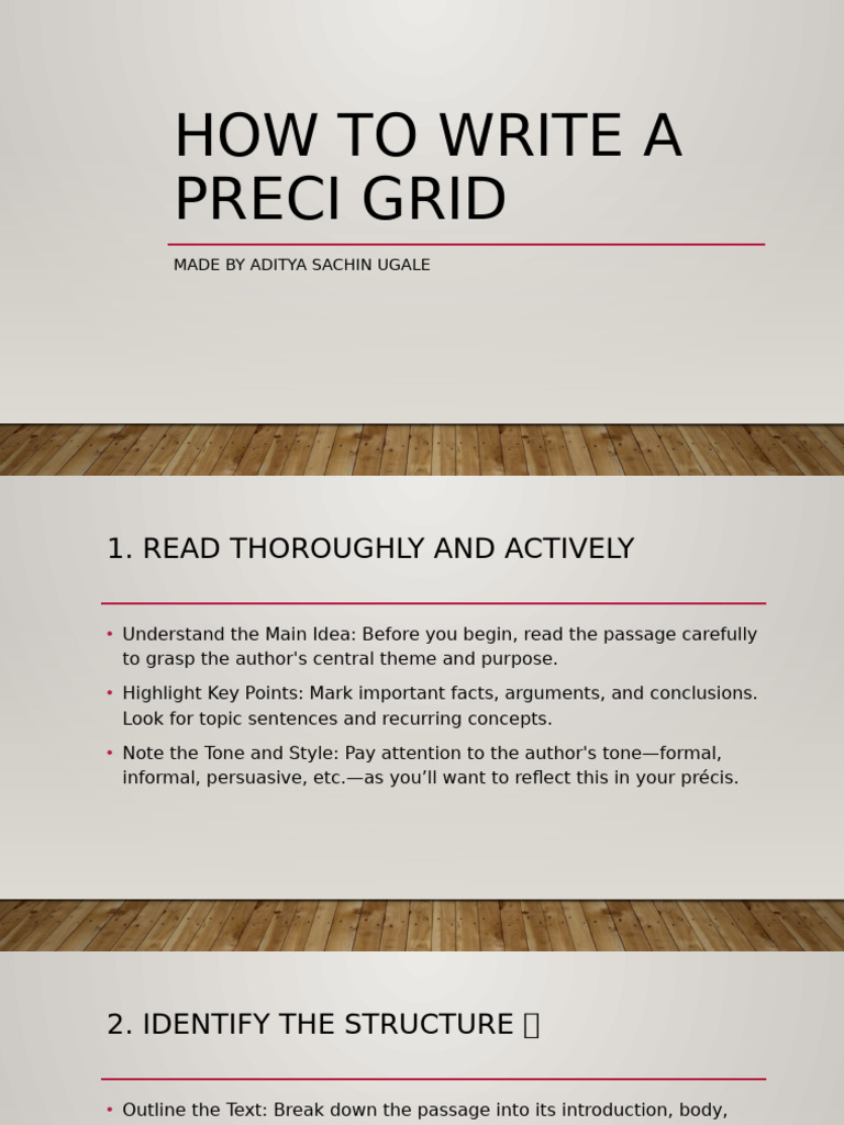 Writing a Précis Grid Guide | PDF