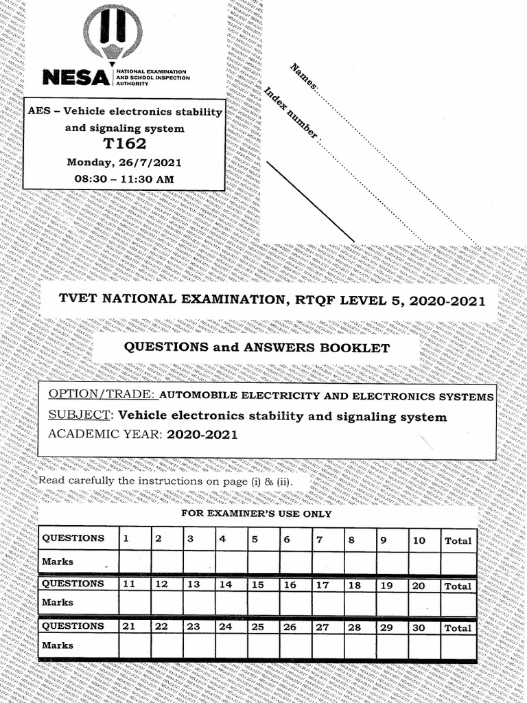 2021 T162 Vehicle Electronics Stability and Signaling System TVET | PDF