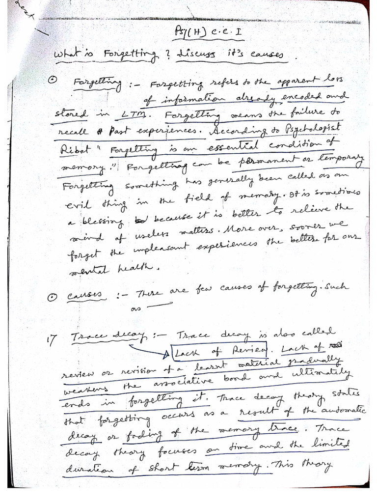Forgetting And It S Causes Pdf