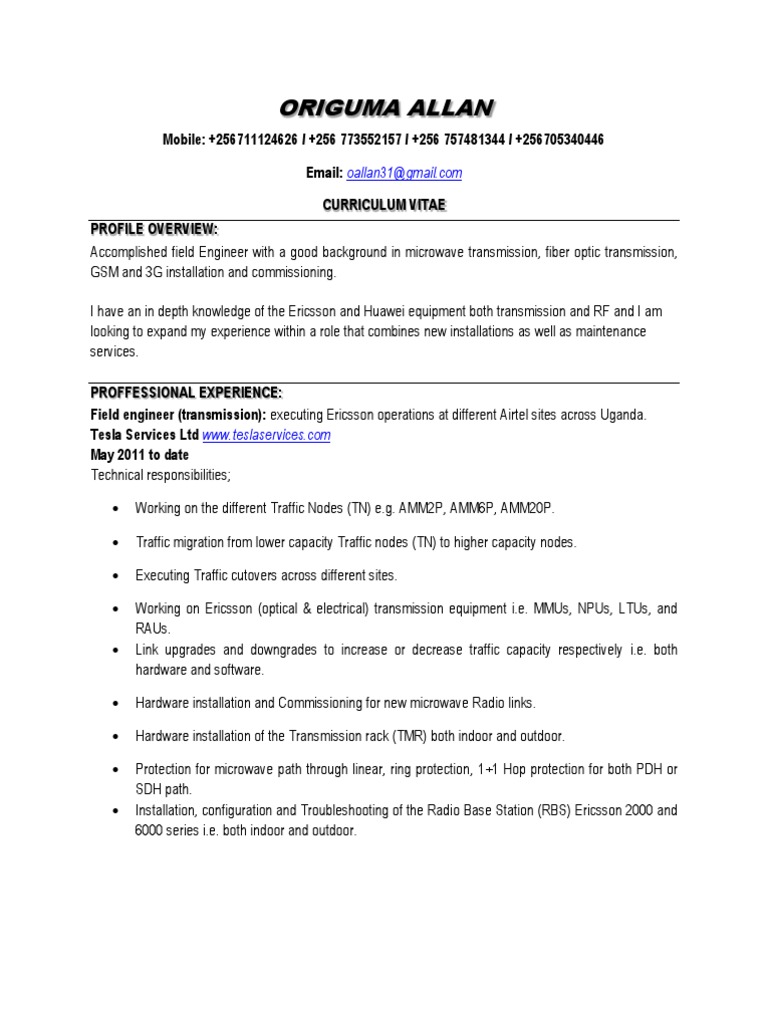 Transmission Engineering CV PDF Computing