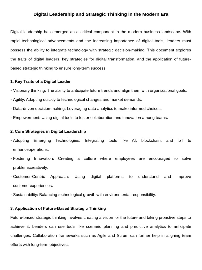 Digital Leadership for Strategic Success | PDF | Leadership | Strategic ...