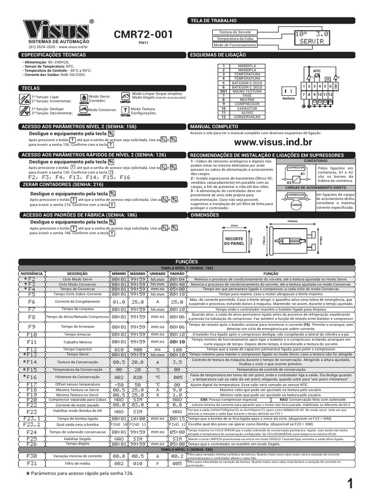 cms72 001 Controlador para Maquina de Sorvete 6712b162aa794 | PDF ...