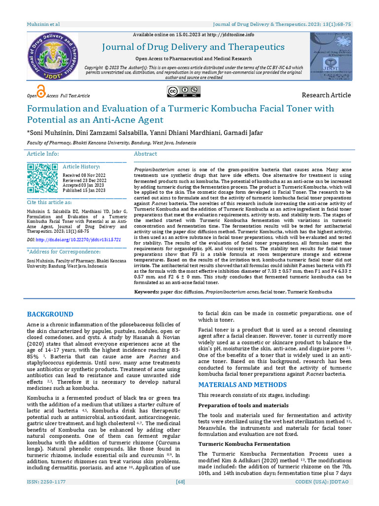 Formulation and Evaluation of A Turmeric Kombucha | PDF