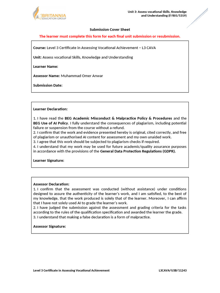 Vocational Skills Assessment Guide | PDF | Educational Assessment ...