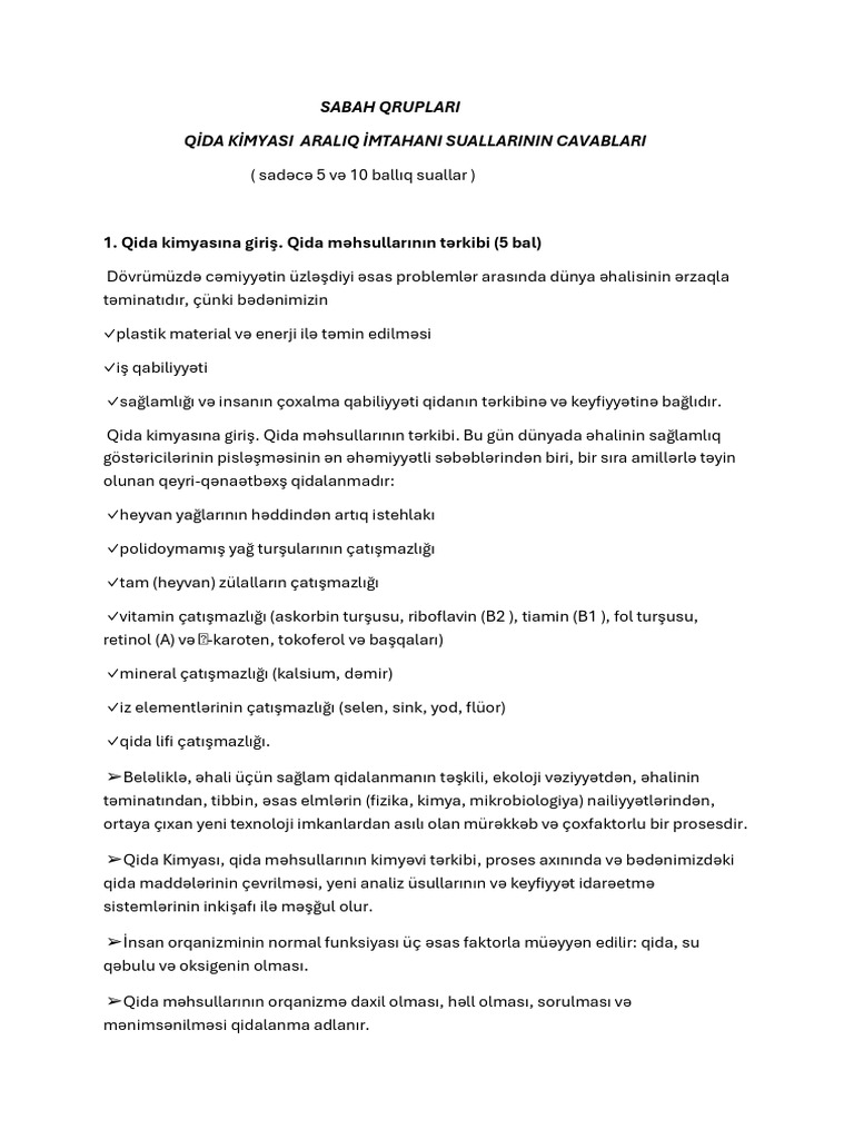 Qida Kimyası (SABAH) | PDF