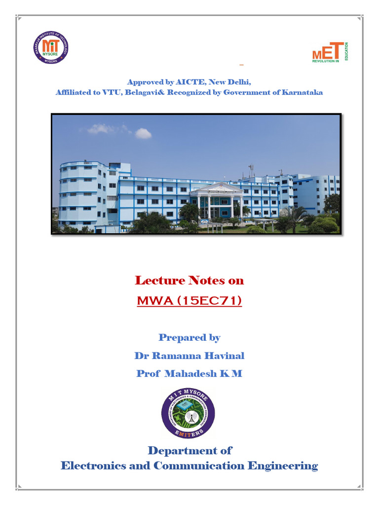Lecture Notes on Microwave Engineering | PDF | Antenna (Radio ...