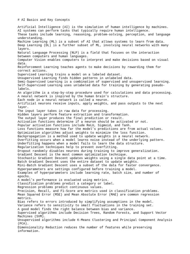 AI Fundamentals: Key Concepts Explained | PDF | Artificial Intelligence ...