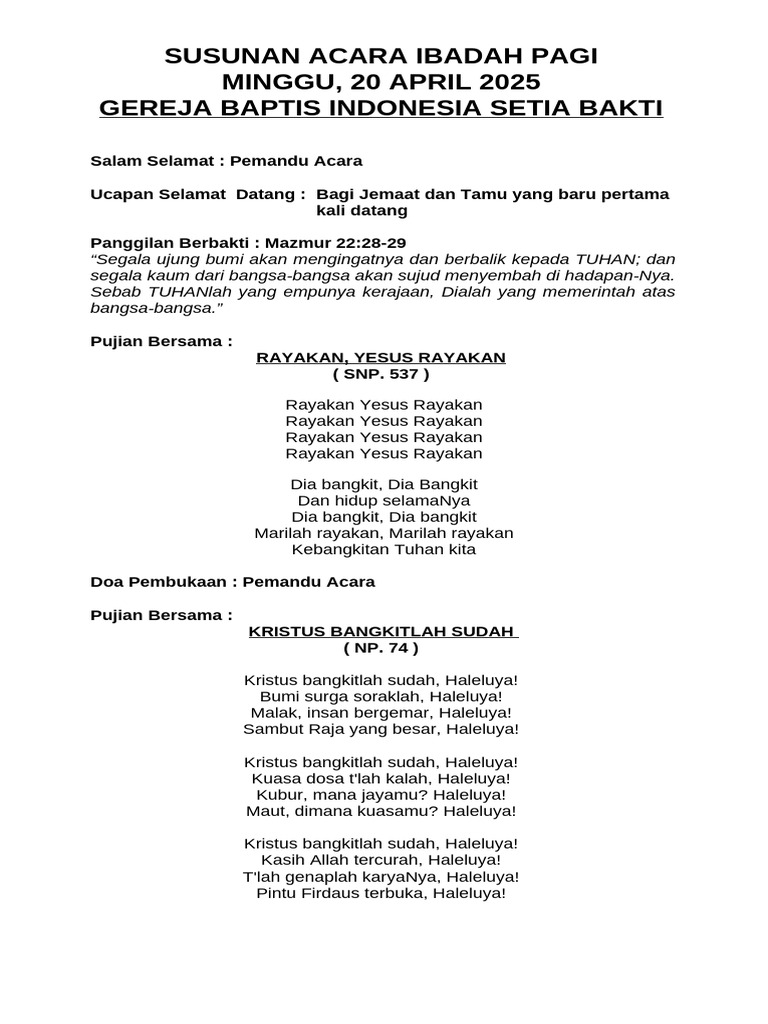 Ibadah Minggu 20 April 2025 Pdf
