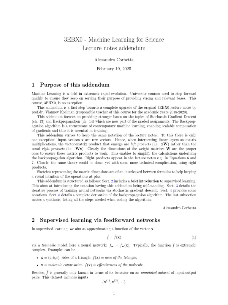 Machine Learning Course Addendum 3EBX0 | PDF | Matrix (Mathematics ...