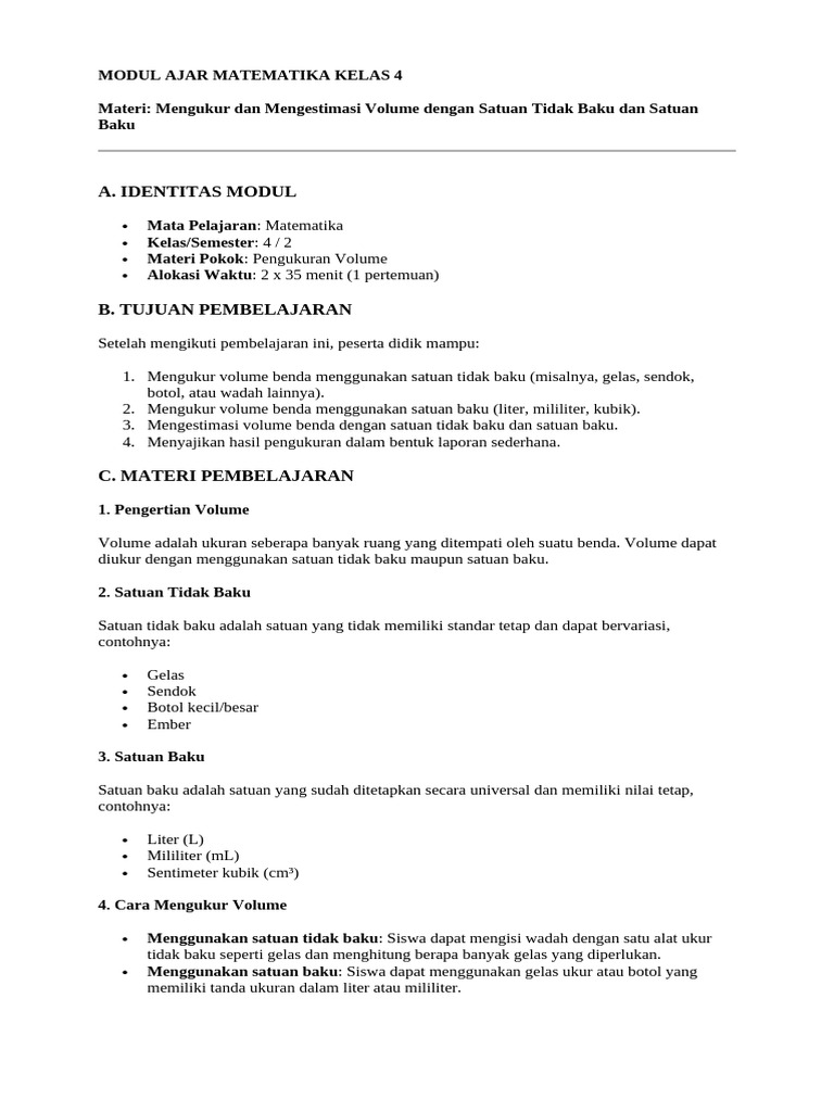 Modul Ajar Matematika Kelas 4 1.2 | PDF