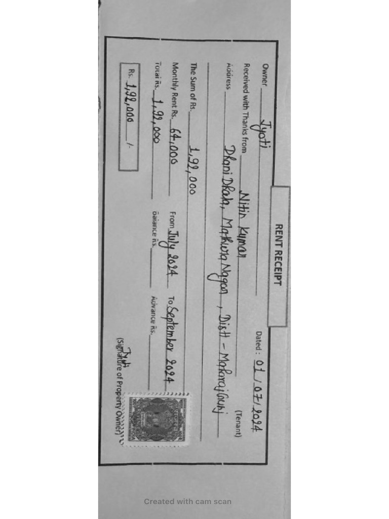 Rent Recipt July Sept PDF