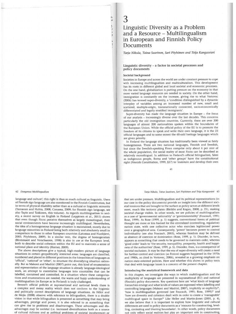 Linguistic Diversity As A Problem and A | PDF | Multilingualism ...