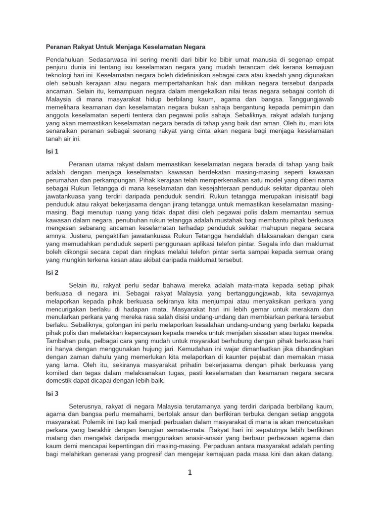 Peranan Rakyat dalam Keselamatan Negara | PDF