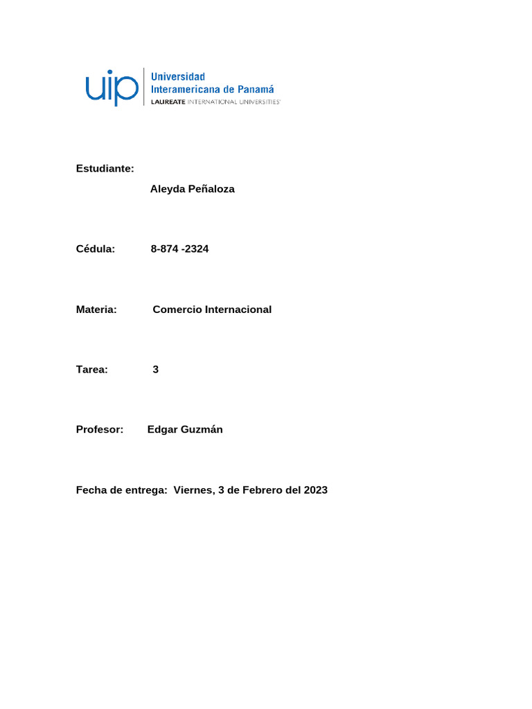 TAREA 3 COMERCIO INTERNACIONAL | PDF | Mercado (economía ...