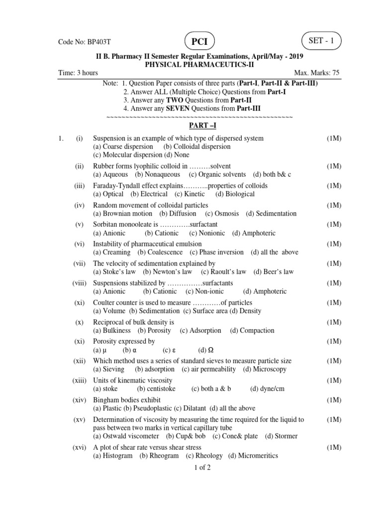 Physical Pharmaceutics Ii Pdf Colloid Emulsion