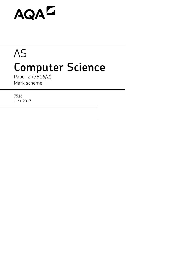 AS Computer Science Paper 2 Mark Scheme | PDF | Computer Architecture ...