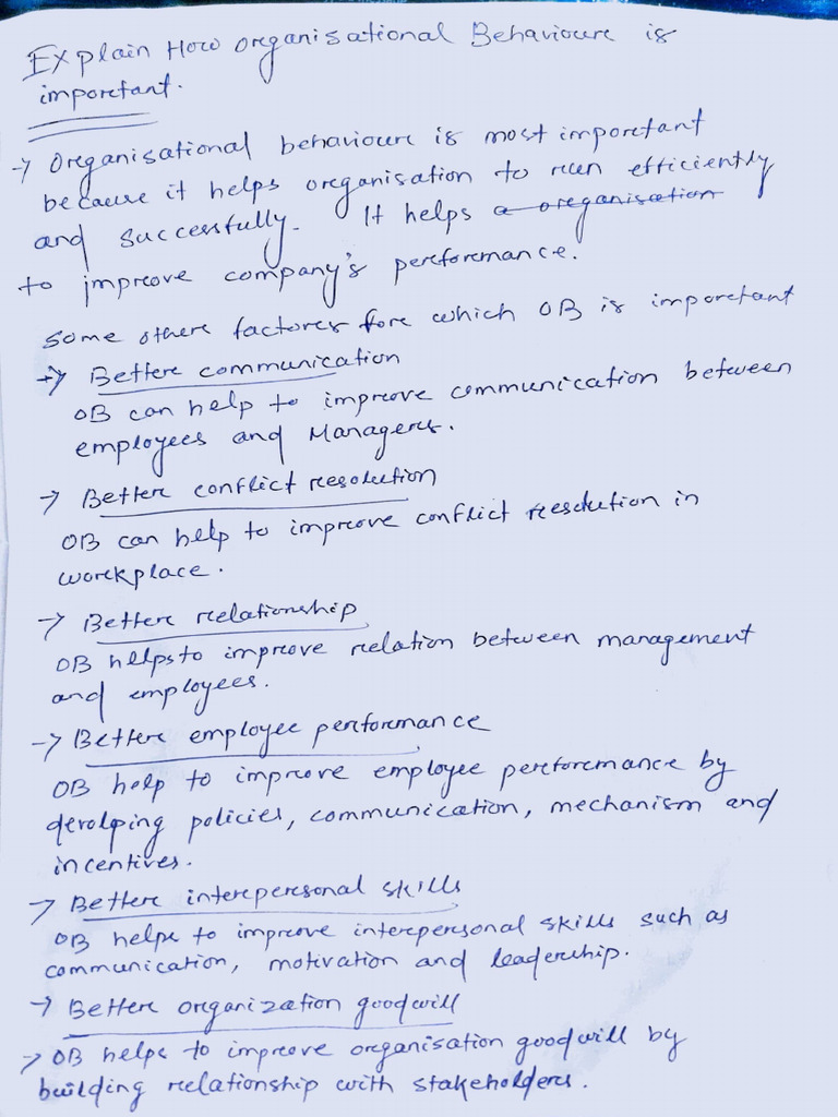 OB SHORT NOTES, Previous Year | PDF