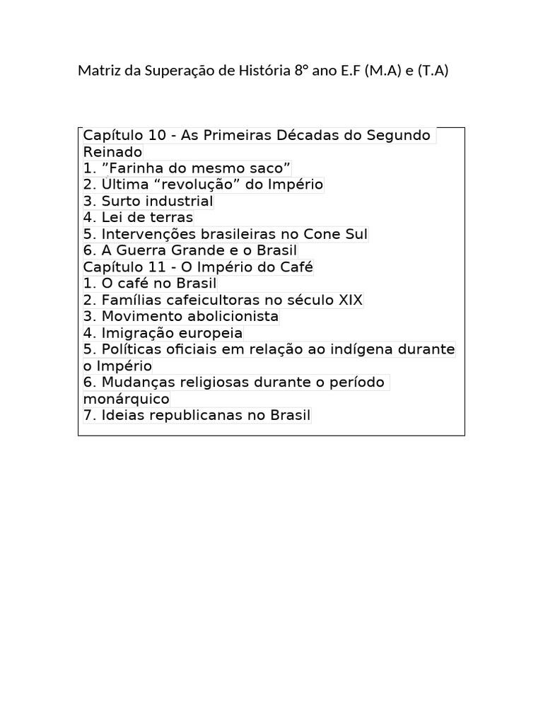 Superação na História do 8º Ano | PDF