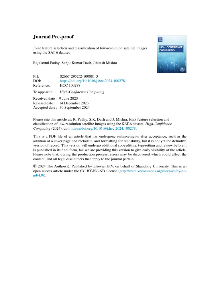 Feature Selection for Satellite Image Classification | PDF | Receiver ...