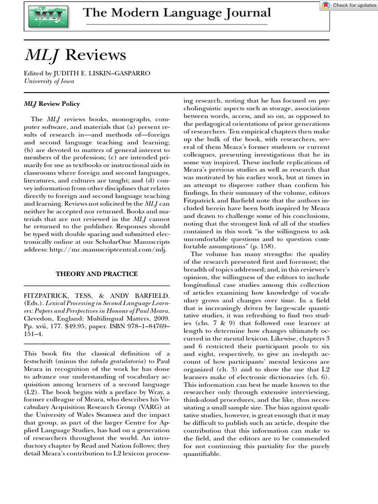 The Modern Language Journal - 2011 - WESELY - Foundations of Mixed ...