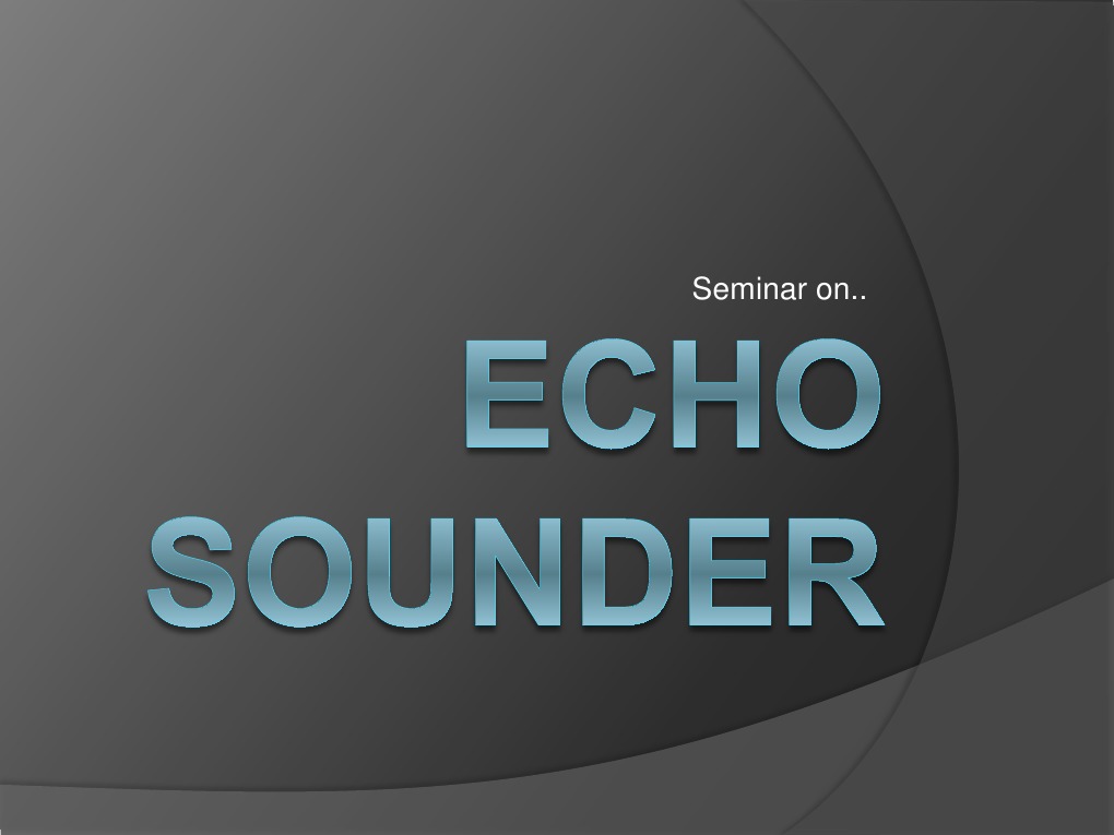 Echo Sounder PDF Applied And Interdisciplinary Physics Science
