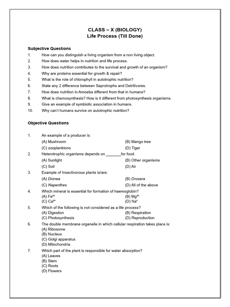 Class 10 Life Processes Q&A Guide | PDF | Nutrition | Diet & Nutrition