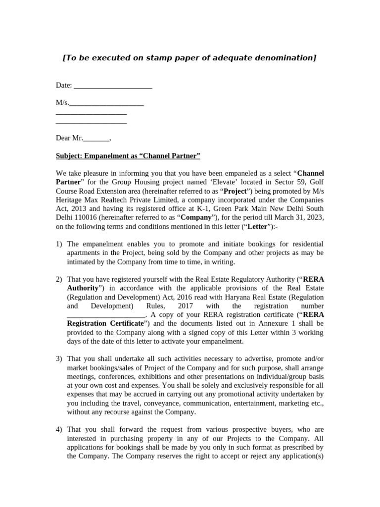 CP Empanelment Agreement '23 | PDF | Indemnity | Arbitration