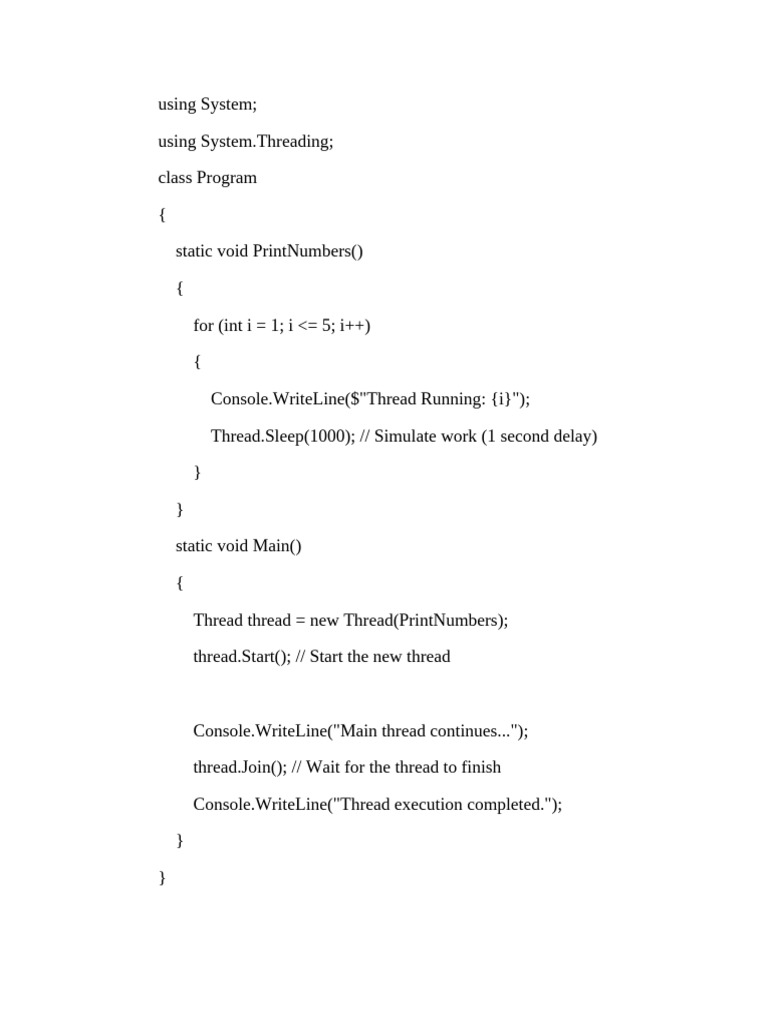 C# Threading Example: Print Numbers | PDF